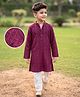 EARTHY TOUCH Georgette Woven Full Sleeves Self Embroidered & Sequinned Kurta Pajama Set - Plum