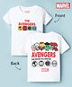 Bonfino Marvel Cotton Knit Half Sleeves T-Shirts with Front and Back Avengers Print - White