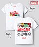 Bonfino Marvel Cotton Knit Half Sleeves T-Shirts with Front and Back Avengers Print - White