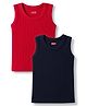 Babyhug Knit Sleeveless Solid Thermal Vests Pack Of 2 - Red & Navy Blue