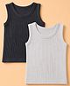 Babyhug Knit Sleeveless Solid Thermal Vests Pack Of 2 - Light & Charcoal Grey