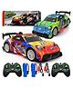 AKN TOYS RC Cars for Kids and Boys, Remote Control Car, LED Lights, 4WD Racing Cars,2.4GHz Dual Player, Colorful Graffiti Designs - PACK OF 1 - ( COLOR MAY VARY )