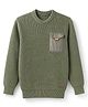 Primo Gino Cotton Knit Full Sleeves Solid Pullover with Pocket On The Chest- Green