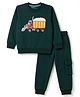 Doreme Cotton Terry Knit Full Sleeves T-Shirt & Lounge Pant Set Dino Print - Green