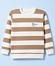 Doreme Terry Knit Full Sleeves Striped Sweatshirt with Text Print - Brown