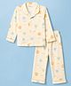 Doreme Single Jersey Knit Full Sleeves Co-Ords Bear Printed Shirt & Pajama Night Suit - Mustard