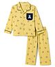 Doreme Single Jersey Knit Full Sleeves Co-Ords Bear Printed Shirt & Pajama Night Suit - Mustard