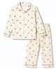 Doreme Single Jersey Knit Full Sleeves Shirt & Pyjama Night Suit Co-ords With Insect Print- Cream