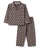 Doreme Single Jersey Knit Full Sleeves Co-Ords Crocodile  Printed Shirt & Pajama Night Suit - Grey