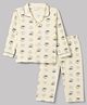Doreme Single Jersey Knit Full Sleeves Co-Ords Checkered  Shirt & Pajama Night Suit - Cream & Charcoal Grey