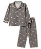 Doreme Single Jersey Knit Full Sleeves  Co-Ords Checkered Shirt & Pajama Night Suit with Bear Face Print - Off White & Black
