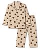 Doreme Single Jersey Knit Full Sleeves Co-Ords Square Face Printed Shirt & Pajama Night Suit - Brown