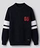 Primo Gino Cotton Knit Full Sleeves Pullover Sweater with Patch on the Chest- Navy Blue