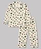Doreme Single Jersey Knit Full Sleeves Co-Ords Base Ball Printed Shirt & Pajama Night Suit - Cream