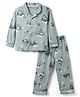 Doreme Single Jersey Knit Full Sleeves Co-Ords Polar Bear  Printed Shirt & Pajama Night Suit - Grey