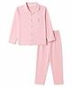 Doreme Single Jersey Knit Full Sleeves Bear Printed Shirt & Pyjama Night Suit - Pink