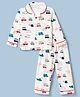 Doreme Single Jersey Knit Full Sleeves  Co-Ords Helicopter Printed Shirt & Pajama Night Suit - White