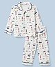 Doreme Single Jersey Knit Full Sleeves  Co-Ords Nautical Theme Printed Shirt & Pajama Night Suit - White