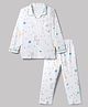 Doreme Single Jersey Knit Full Sleeves Co-Ords Jungle Theme Printed Shirt & Pajama Night Suit - White