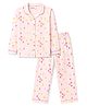 Doreme Single Jersey Knit Full Sleeves Co-Ords Bunny Printed Shirt & Pajama Night Suit - Light Pink