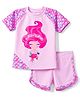 ROVARS Half Raglan Sleeves Mermaid Printed Two Piece Swimsuit - Light Pink