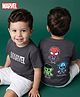 Bonfino Marvel Cotton Knit Half Sleeves T-Shirt with Avengers Print Front & Back - Grey
