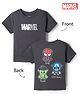 Bonfino Marvel Cotton Knit Half Sleeves T-Shirt with Avengers Print Front & Back - Grey