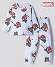 Bonfino Marvel Single Jersey Knit Full Sleeves Co-Ords T-Shirt & Pyjama Night Suit with Spider Man Print - Sky Blue