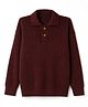 Primo Gino Cotton Knit Pullover with Full Sleeves in Maroon