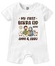 Baby Buzz Cotton Knit Eid Theme Half Sleeves My First Bakra Eid With Ammi & Abbu Text Printed Romper - White