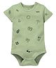 Zeezeezoo 100% Cotton Knit Father's Day Theme Half Sleeves Beach Theme Printed Onesie - Olive Green