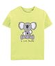 Zeezeezoo Cotton Knit Fathers Day Theme Half Sleeves Koala Dad & Baby Printed Tee - Neon Green