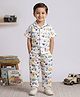 The Magic Wand Cotton Woven Half Sleeves Vehicles Printed Coordinating Shirt & Pajama Night Suit - White