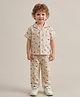 The Magic Wand Cotton Woven Half Sleeves Animals Printed Coordinating Shirt & Pajama Night Suit - Off White