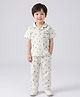 The Magic Wand 100% Cotton Woven Half Sleeves Animals Printed Coordinating Shirt & Pajama Night Suit Set - Off White