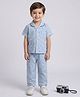 The Magic Wand 100% Cotton Woven Half Sleeves Coastal Theme Printed Coordinating Shirt & Pajama Night Suit Set - Blue
