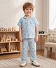 The Magic Wand Cotton Woven Half Sleeves Tropical Theme Printed Coordinating Shirt & Pajama Night Suit - Blue