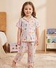 The Magic Wand Cotton Woven Half Sleeves Tropical Theme Printed Coordinating Shirt & Pajama Night Suit - Pink