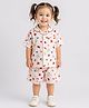 The Magic Wand Cotton Woven Half Sleeves Fruits Printed Coordinating Shirt & Shorts Night Suit - Pink