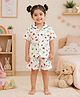 The Magic Wand Cotton Woven Half Sleeves Fruits Printed Coordinating Shirt & Shorts Night Suit - White