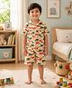 The Magic Wand Cotton Woven Half Sleeves Jungle Theme Printed Coordinating Shirt & Shorts Night Suit - White