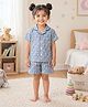 The Magic Wand Cotton Woven Half Sleeves Love Text Printed Coordinating Shirt & Shorts Night Suit - Blue