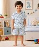 The Magic Wand Cotton Woven Half Sleeves Car Printed Coordinating Shirt & Shorts Night Suit - Blue