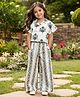 The Magic Wand Cambric  Woven Half Sleeves Botanical Theme Printed Shirt & Pant Set - White