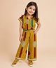 The Magic Wand Cambric Woven Half Sleeves Geometric Printed Ric Rac Embellished Crop Shirt & Pant Set - Mustard