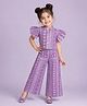 The Magic Wand Cambric Woven Half Sleeves Paisley Printed Coordinating Shirt & Pant Set - Purple