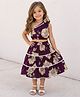 The Magic Wand Cambric Cotton Woven One Shoulder Floral Printed & Applique Detailed Top & Skirt Set - Plum