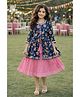 The Magic Wand Cambric Woven Three Fourth Sleeves Lace Embellished Dress With Floral Printed Shrug - Pink