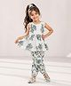 The Magic Wand Cambric Woven Sleeveless Lace Embellished & Floral Printed Kurti & Salwar Set - Grey