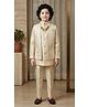 Ahhaaaa Viscose Woven Full Sleeves Solid Kurta & Pyjama With Brocade Geometric Detailed Nehru Jacket & Necklace - Gold